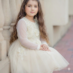 Elegant Ivory Floral Net Dress – Girls Special Occasion Outfit