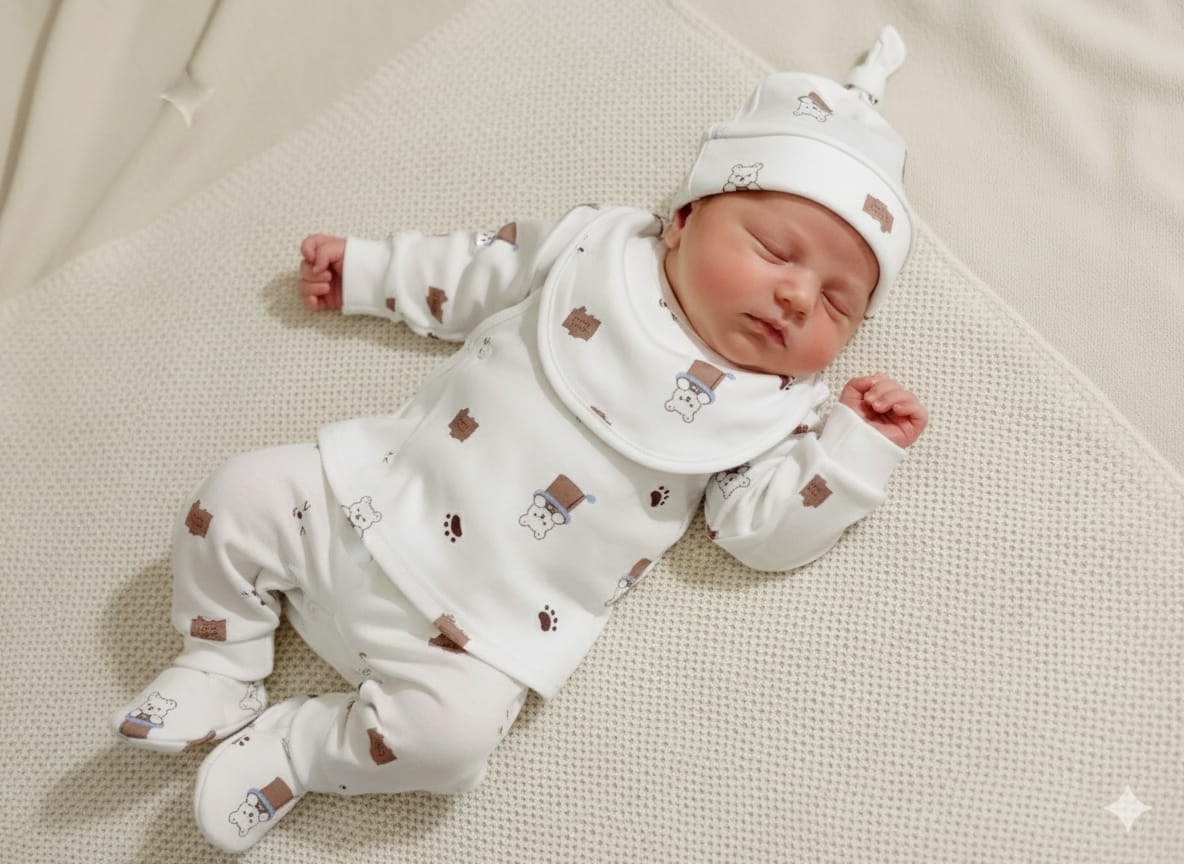 Newborn 0–3 Months | 12-Piece Premium Suit Set – Soft Cotton Baby Essentials