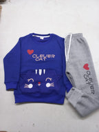 Stylish Royal Blue Kids Winter Outfit | Soft Warm Fleece Tracksuit Set