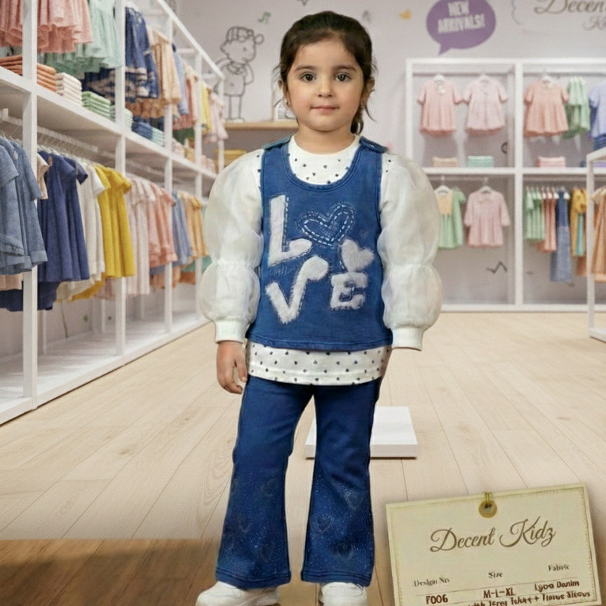 Decent Kidz – Stylish Denim Look 2-Piece Set for Girls