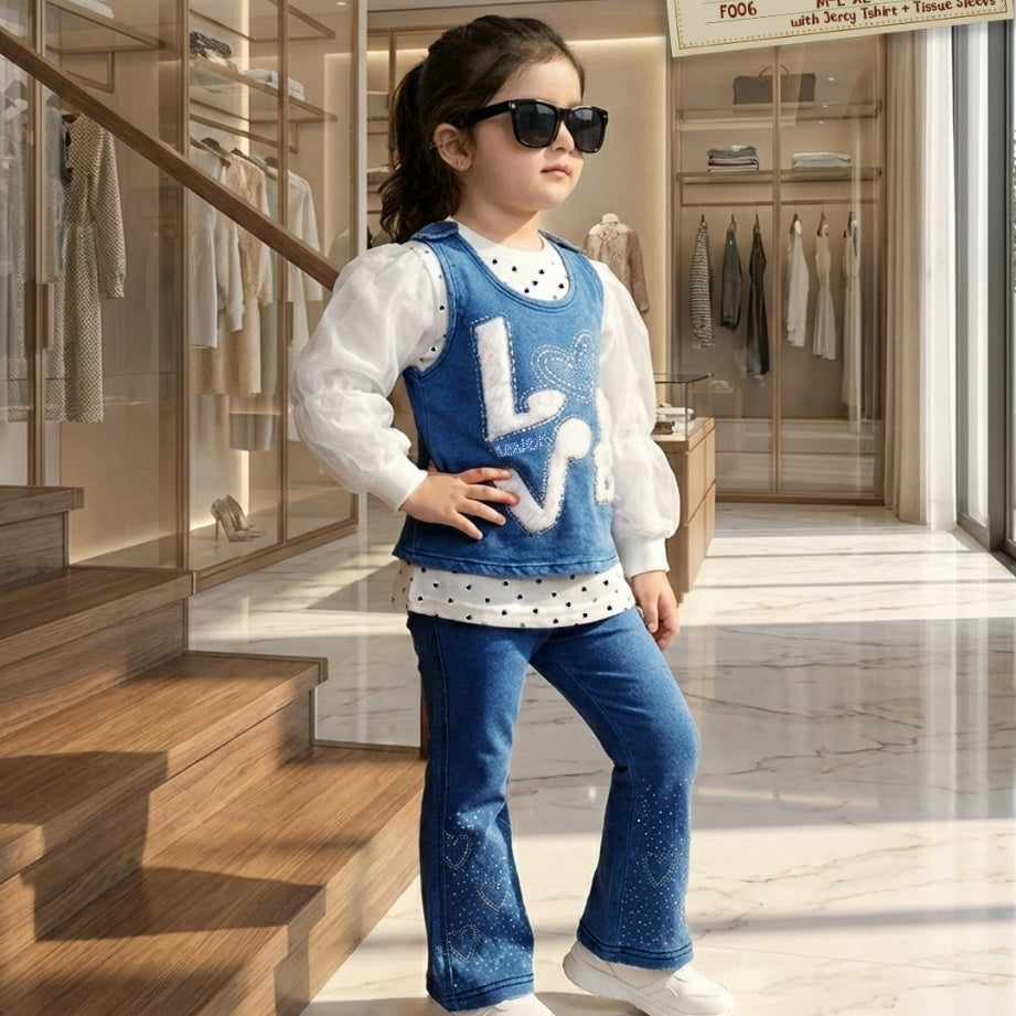 Decent Kidz – Stylish Denim Look 2-Piece Set for Girls
