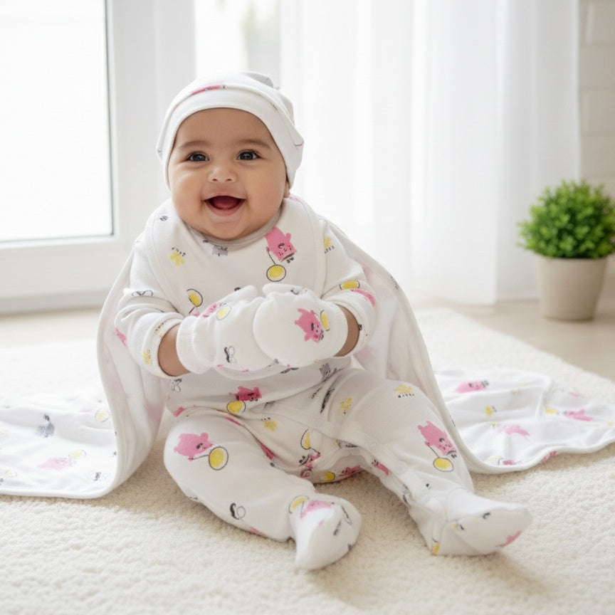 Newborn 0–3 Months | 12-Piece Premium Suit Set – Soft Cotton Baby Essentials
