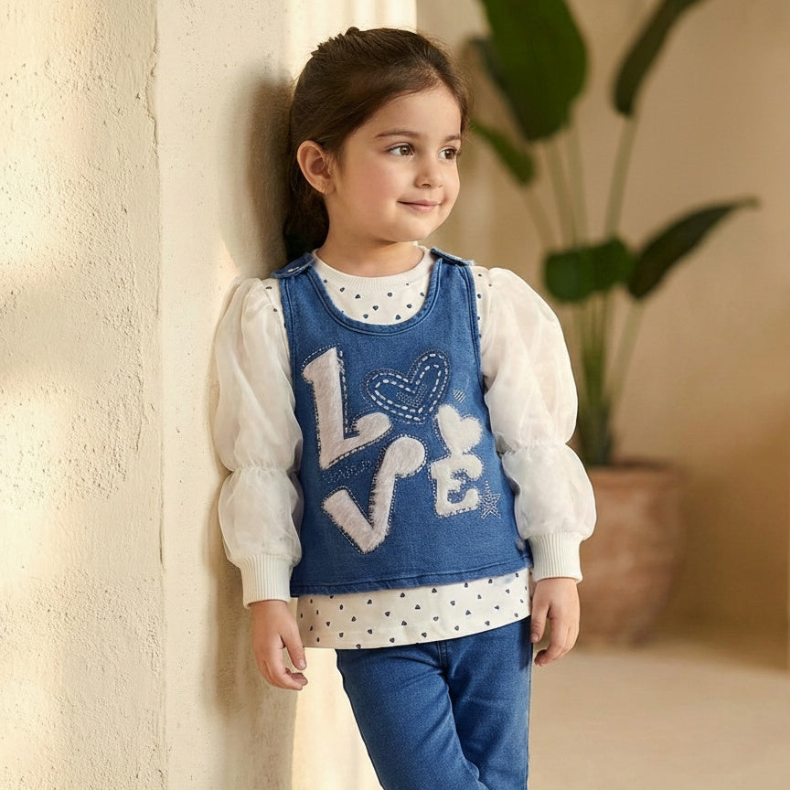Decent Kidz – Stylish Denim Look 2-Piece Set for Girls