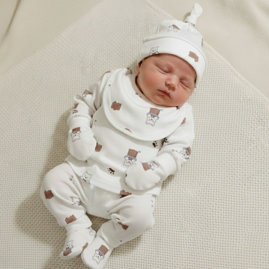 Newborn 0–3 Months | 12-Piece Premium Suit Set – Soft Cotton Baby Essentials