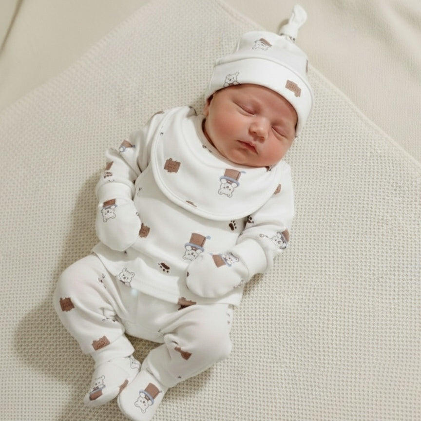 Newborn 0–3 Months | 12-Piece Premium Suit Set – Soft Cotton Baby Essentials